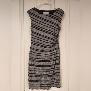 LOFT Mp Black and White Patterned Midi Dress